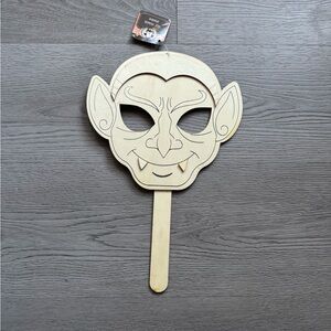 Wooden Vampire Mask on Stick